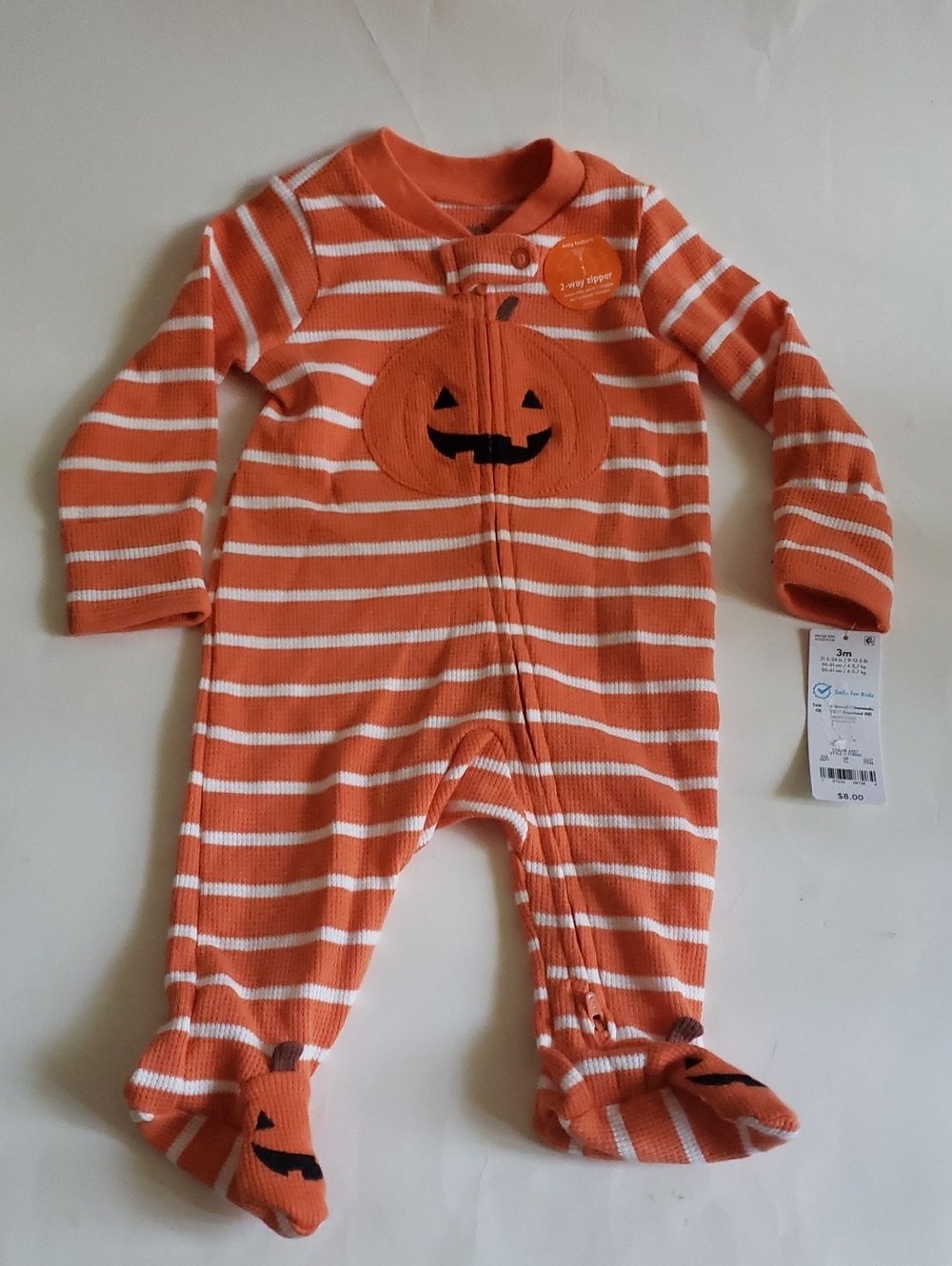 NWT Carter’s Halloween 3M 2-Pack Bundle Skeleton & Jack-O-Lantern Sleepers - Picture 5 of 9